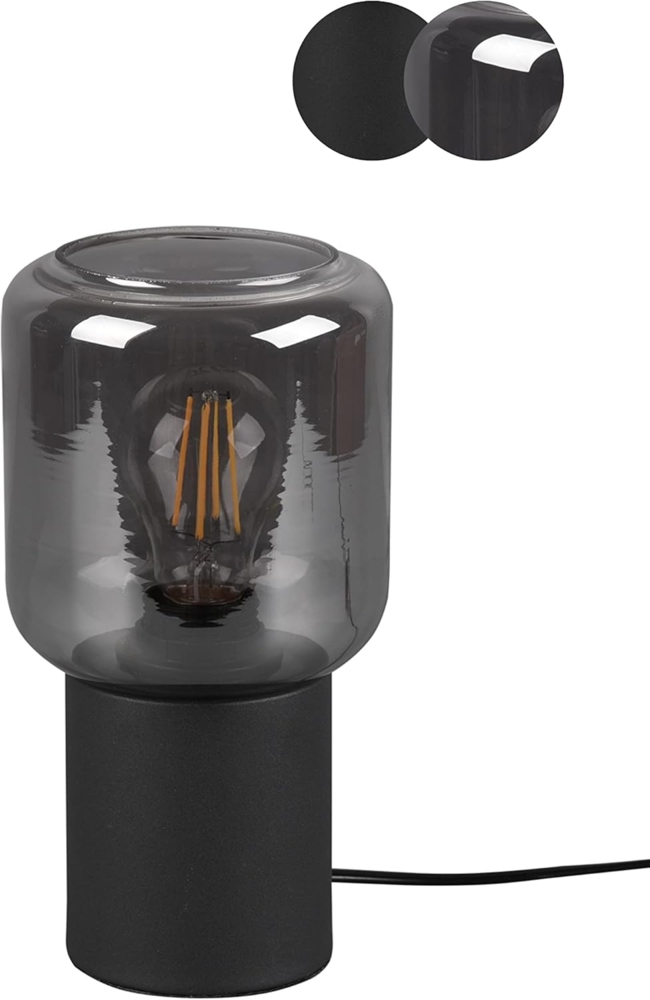 lightling Tischleuchte Niklas, ohne Leuchtmittel, Tischlampe mit Schirm aus Rauchglas Bild 1