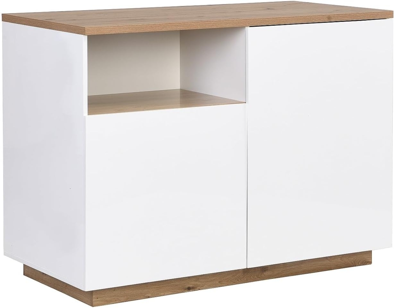 Vente-unique - Kücheninsel mit 2 Türen & 1 Ablagefach aus MDF - Holzfarben & Weiß - CORELINA Bild 1