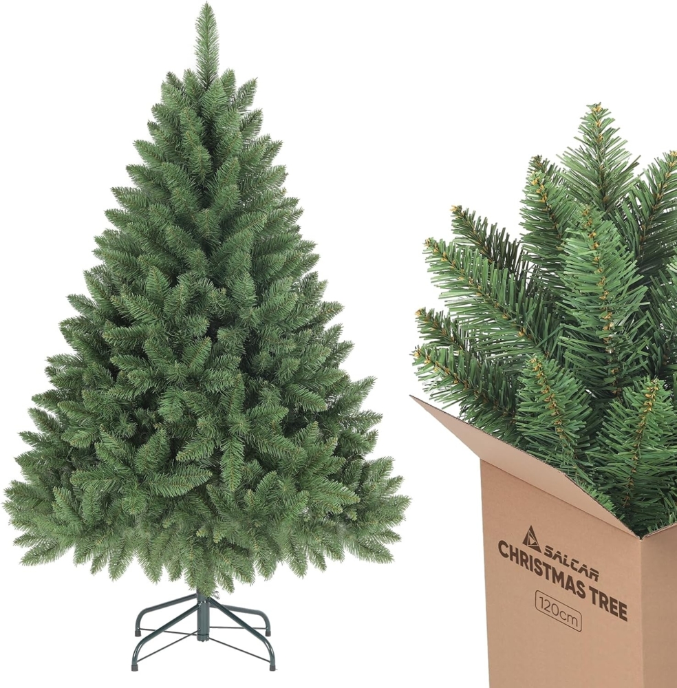 Salcar Künstlicher Weihnachtsbaum Künstlicher Christbaum, naturgetreuer Tannenbaum mit Klappsystem, 120cm mit 290 PVC-Nadeln Bild 1