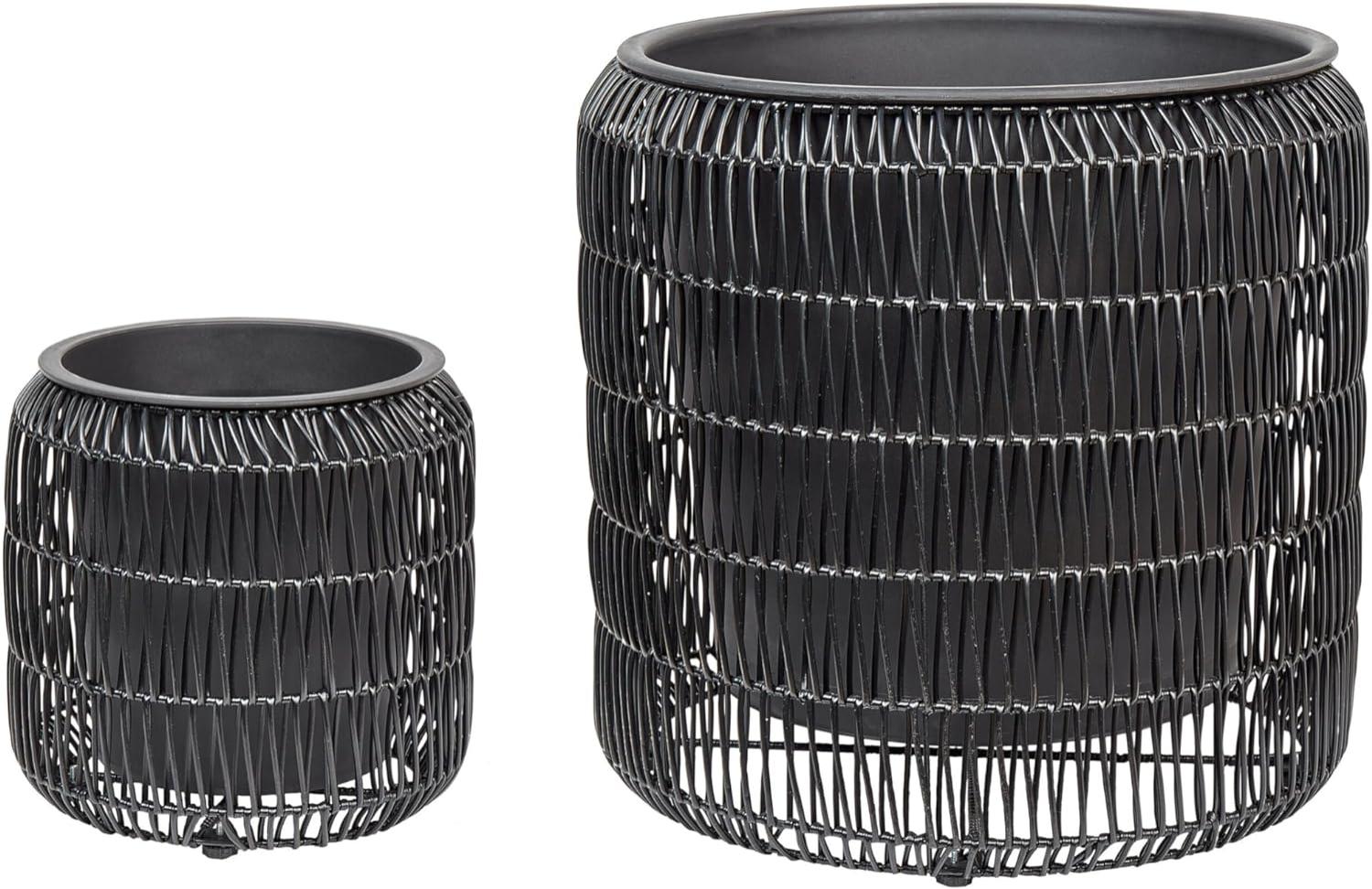 Set mit 2 Blumentöpfen BRODIEA PE Rattan 26 45 cm Schwarz Bild 1