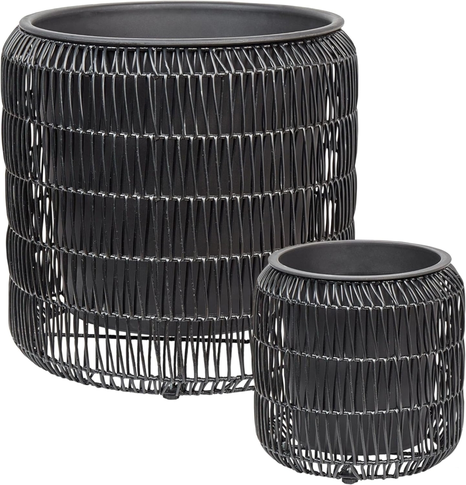 Set mit 2 Blumentöpfen BRODIEA PE Rattan 26 45 cm Schwarz Bild 1