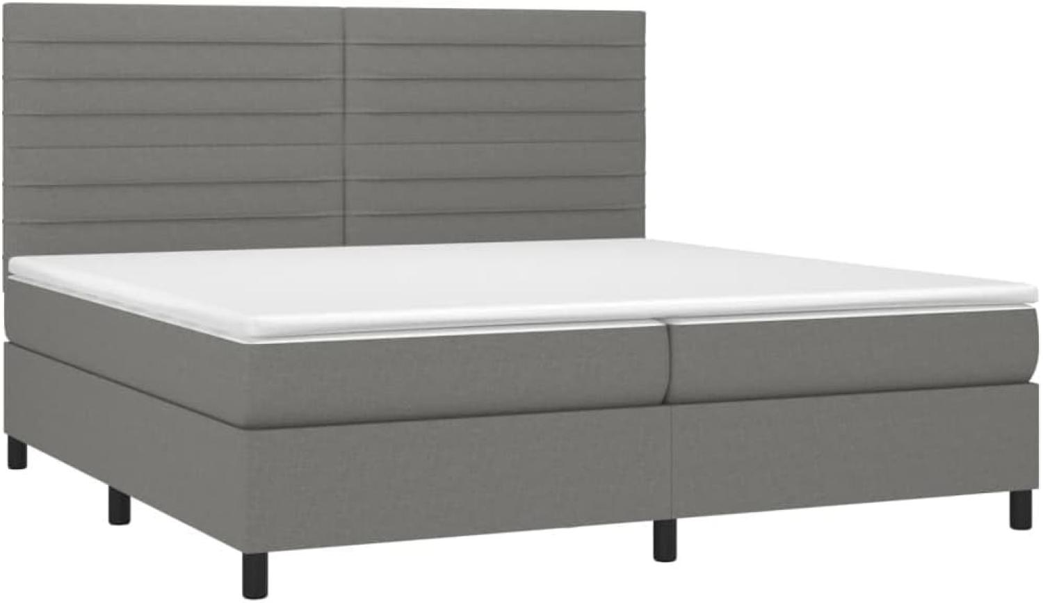 vidaXL Boxspringbett mit Matratze Dunkelgrau 200x200 cm Stoff, Härtegrad: H2 [3141882] Bild 1