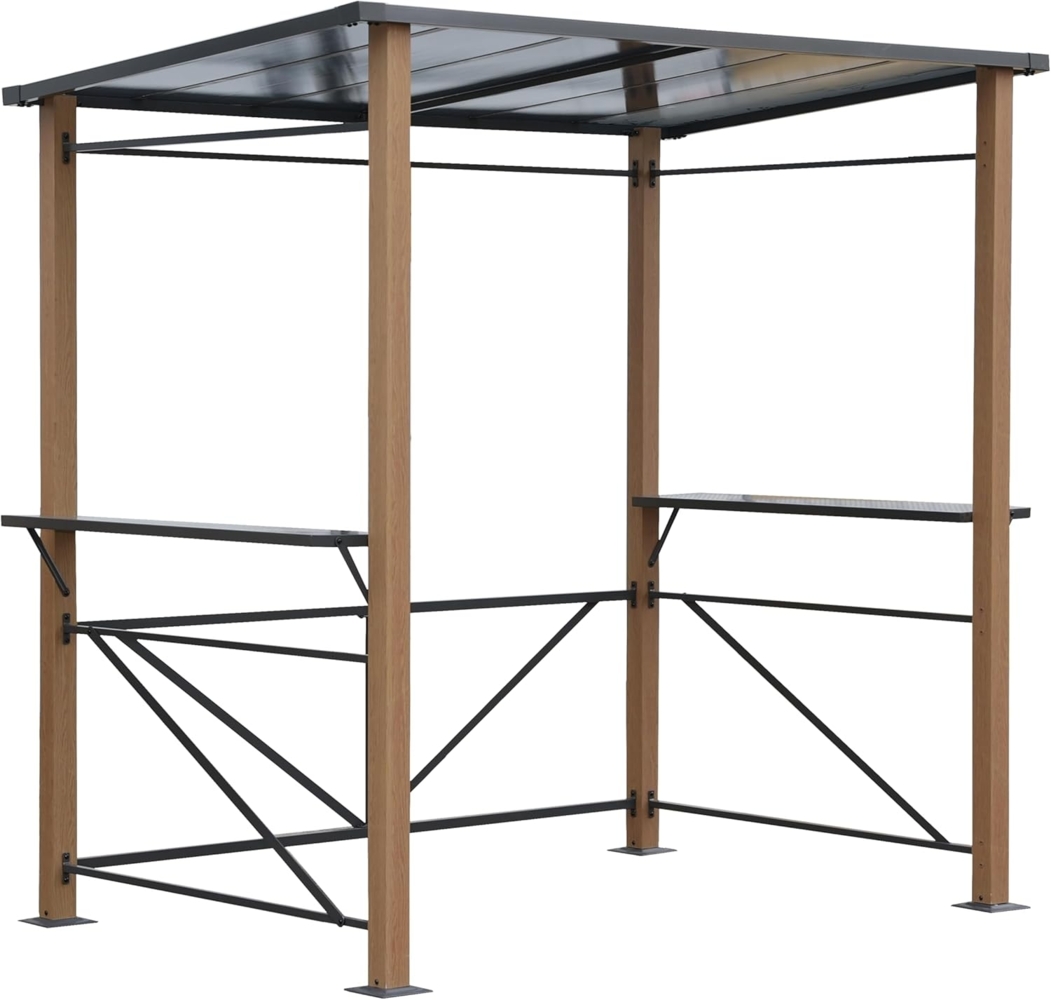 Leco Aluminium Luxus-Grillpavillon in Holzoptik, anthrazit-grautransparent, 2,35 x 1,50 x 2,27 m (L x B x H) Bild 1