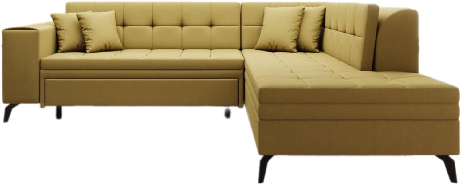 Designer Sofa Lania mit Schlaffunktion Stoff Senf Rechts Bild 1