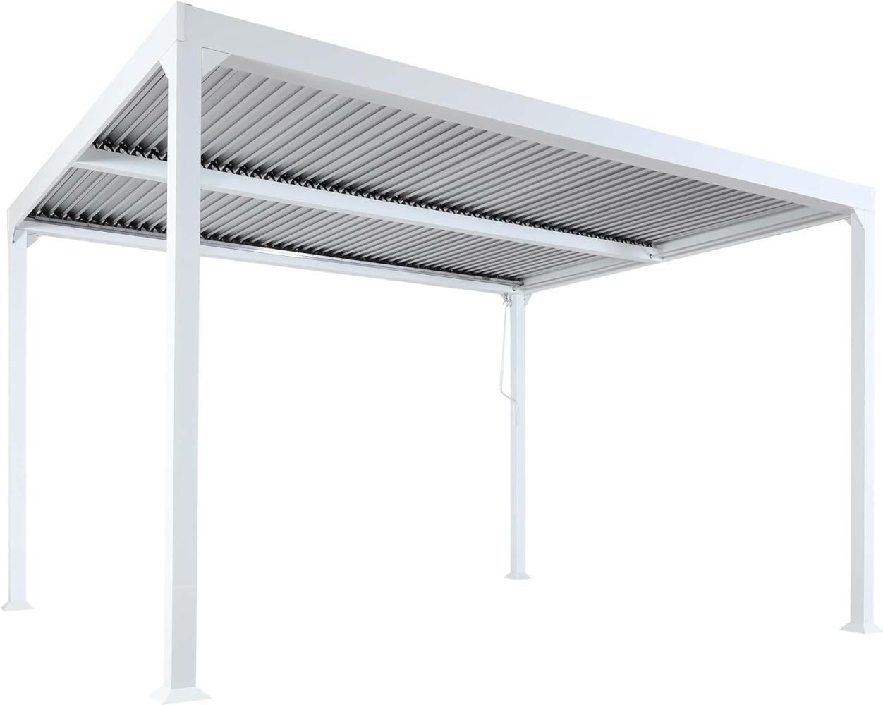 Alu Pergola HWC-L41, Lamellen-Pavillon Terrassenüberdachung, stabiles 8cm-Metall-Gestell 3x3m ~ weiß Bild 1