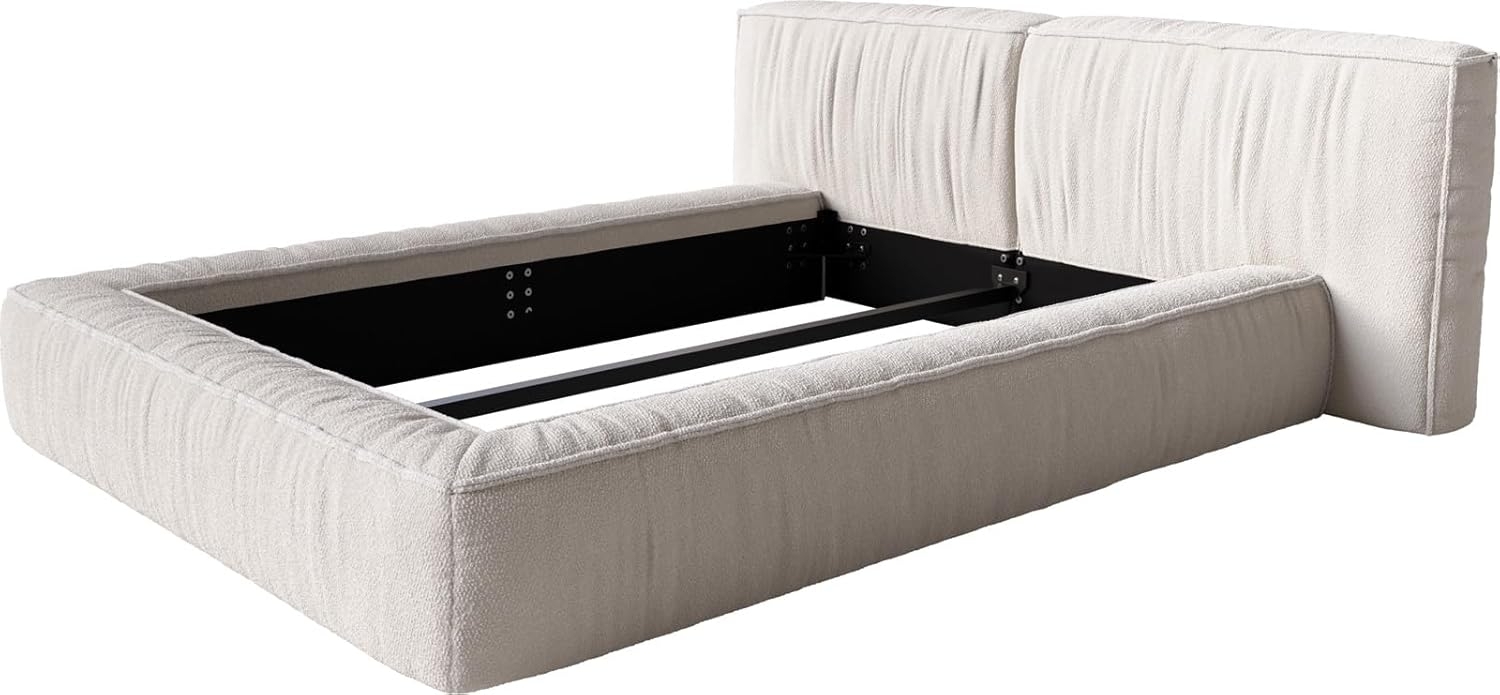Polsterbettgestell Coperti 140x200 cm Bouclé Creme-Weiß Bild 1