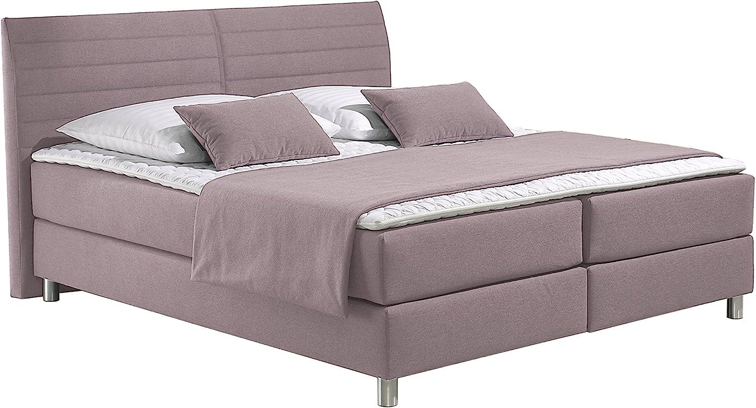 Maintal Boxspringbett Denver, 180x200 cm, Strukturstoff, 7-Zonen-Taschenfederkern Matratze h2, Flieder Bild 1