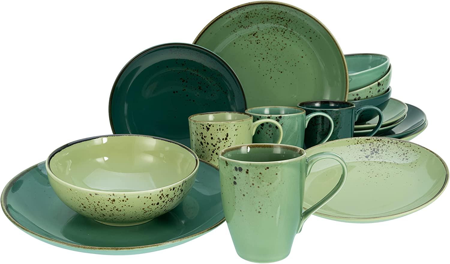 CreaTable 33321 Kombiservice Nature Collection Green Life für 4 Personen, Steinzeug, grün (1 Set, 16-teilig) Bild 1