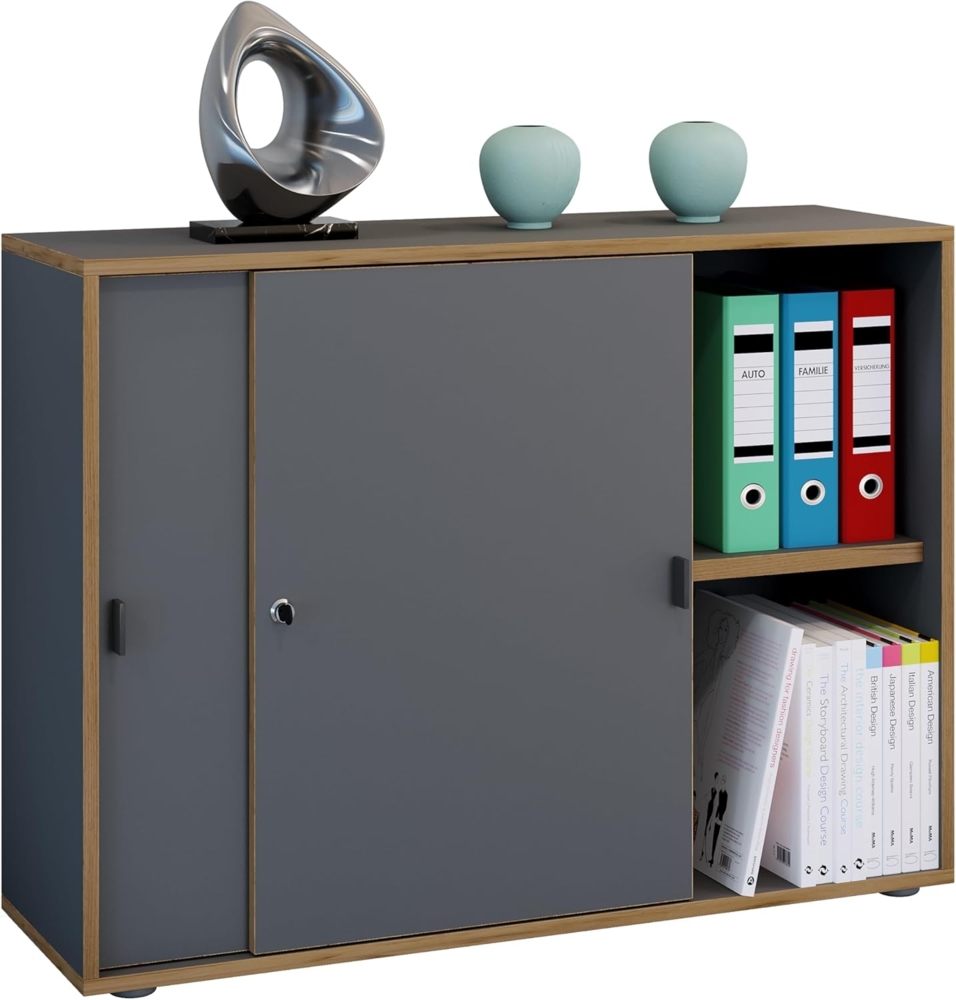 VCM Büroschrank Salia 920735 Anthrazit H. 74 x B. 100 x T. 37 cm Bild 1