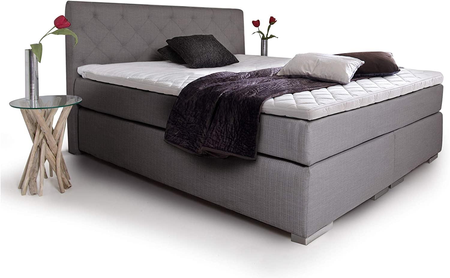 Möbel-Eins PREMIUM Boxspringbett inkl. Kopfteil Anthrazit, 100x200 cm Härtegrad 3 Bild 1