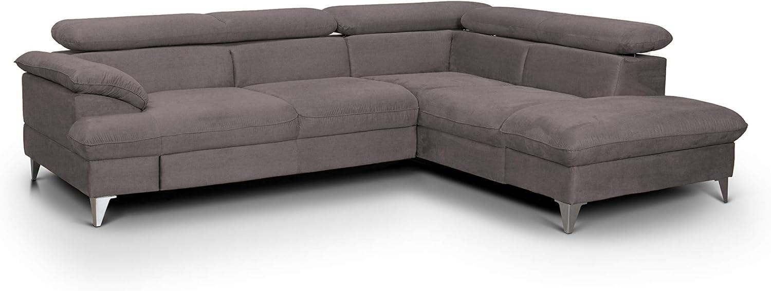 Mivano Eckcouch David / Modernes Sofa in L-Form mit verstellbaren Kopfteilen und Ottomane / 256 x 71 x 208 / Mikrofaser-Bezug, Hellbraun Bild 1