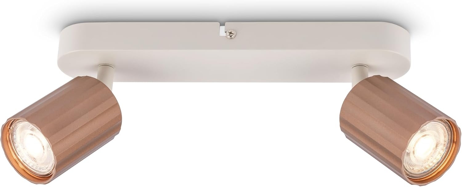 BRILONER - Deckenlampe mit Riffeln, schwenkbar, GU10, max. 9 W, Deckenleuchte, Lampe, Wohnzimmerlampe, Schlafzimmerlampe, Küchenlampe, Deckenstrahler, Deckenbeleuchtung, 28 cm, Coffee Bild 1