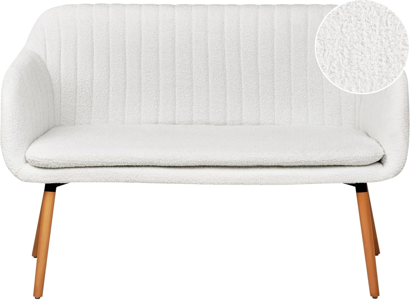 2-Sitzer Küchensofa Bouclé cremeweiß heller Holzfarbton TABY Bild 1