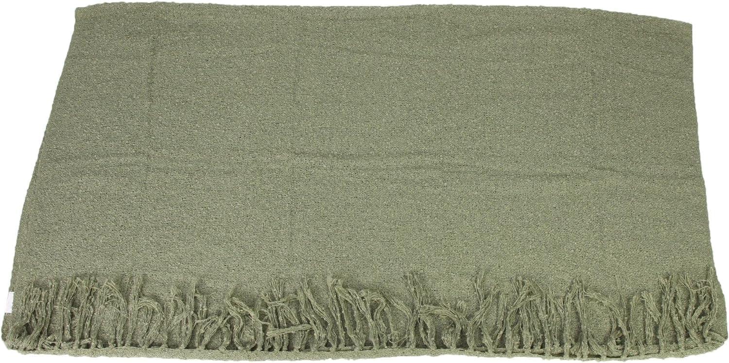 Kuscheldecke "Olivgrün" in Weboptik, mit Fransen, Polyester Grün, 152x127 cm Bild 1