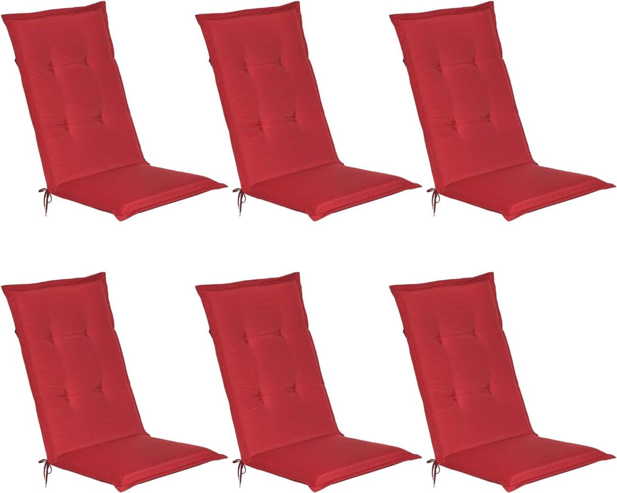 6er Set Beautissu Hochlehner Auflage Loft HL 120x50x6cm Rot Bild 1