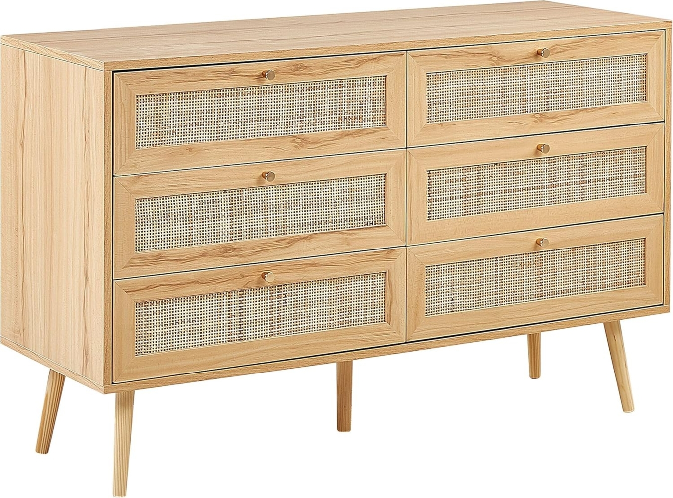 Kommode mit 6 Schubladen PEROTE 75 cm Heller Holzfarbton Bild 1