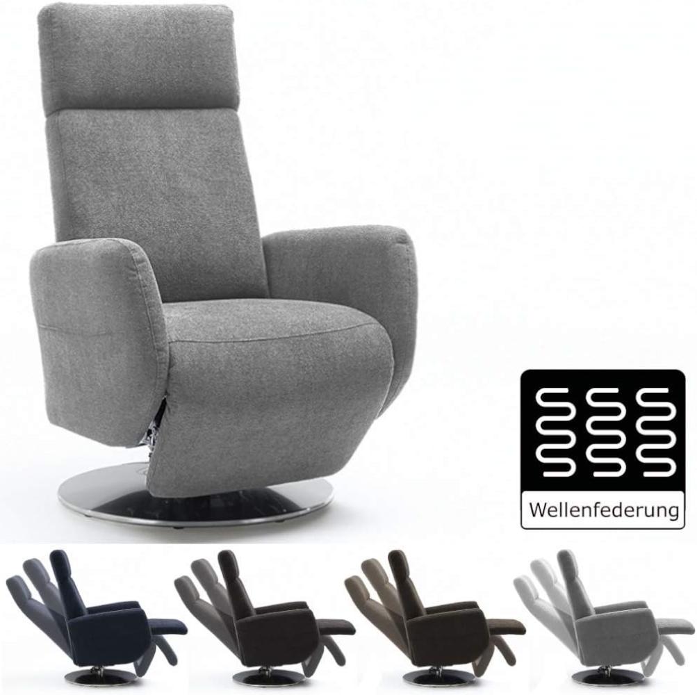 Cavadore TV-Sessel Cobra / Fernsehsessel mit Liegefunktion, Relaxfunktion / Stufenlos verstellbar / Ergonomie S / Belastbar bis 130 kg / 71 x 108 x 82 / Hellgrau Bild 1