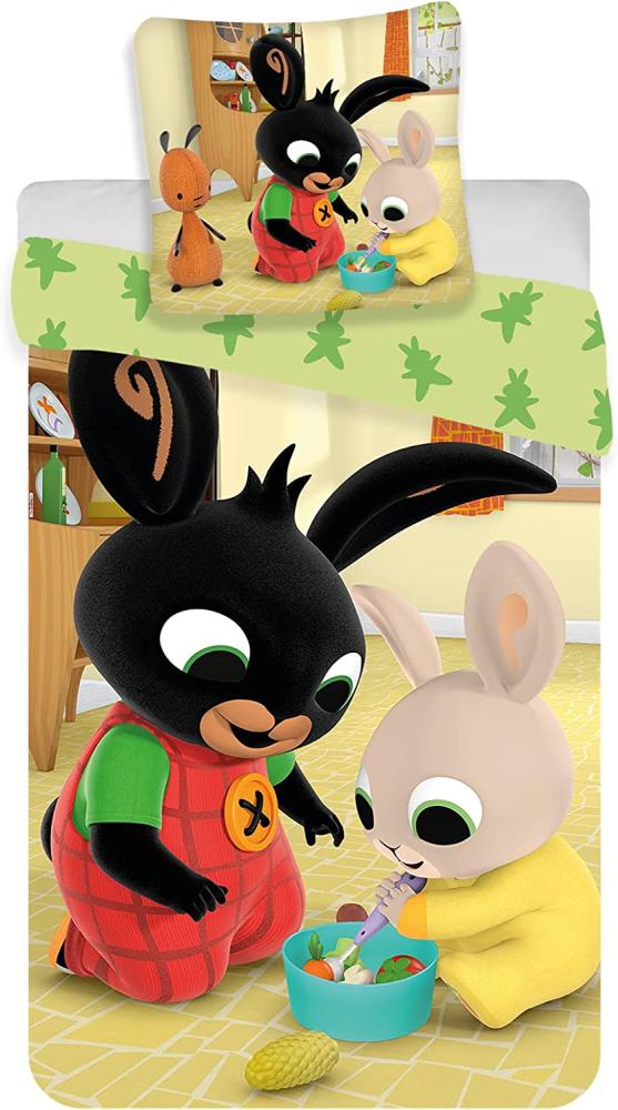 Baby Kinder BettwÃ¤sche Wendemotiv Bing Bunny Flop Charlie Bing Bettdecke 100 x 135 + Kopfkissen 40 x 60 cm 100% Baumwolle Bild 1