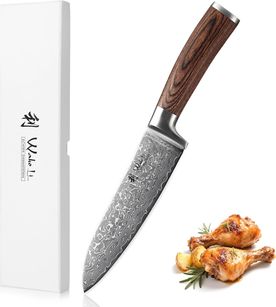Wakoli Santokumesser EDIB Sakura Damast Santoku Messer Küchenmesser 17 cm Klinge, aus 67 Lagen Damaststahl, VG-10 Kern Bild 1