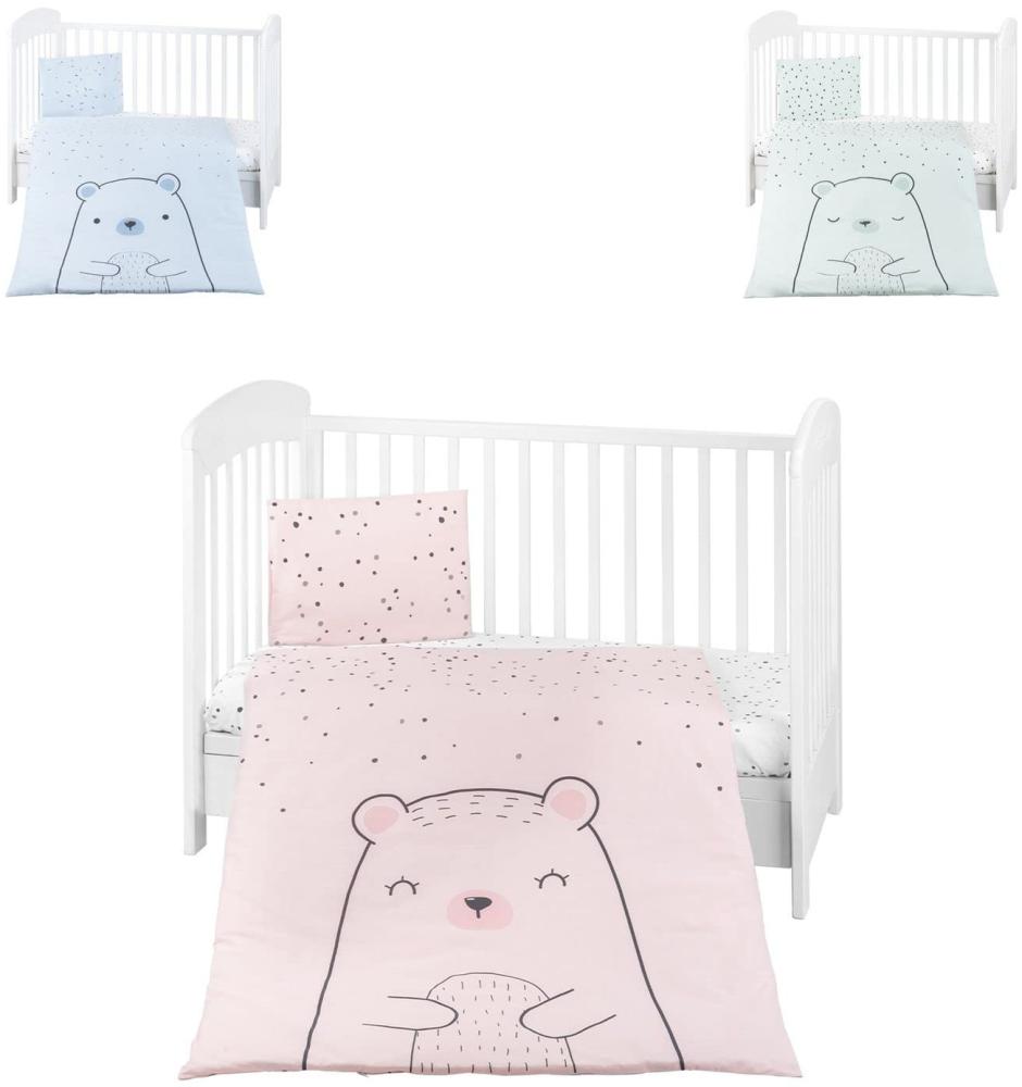 Kikkaboo Kinderbettwäsche Bär 3-teilig Decke 135x95 cm Kissen 45x35 cm Laken rosa Bild 1