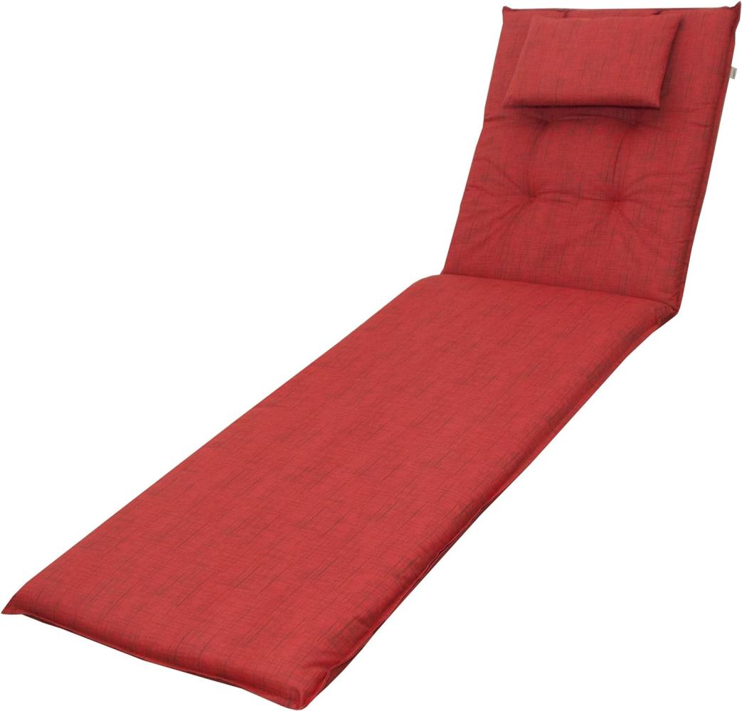 doppler® Liegenauflage 6998 rot Auflage für Liege Kissen Polster Einlage 200x60 cm, für Gartenliegen UV-beständig mit abnehmbaren Kopfkissen Bild 1