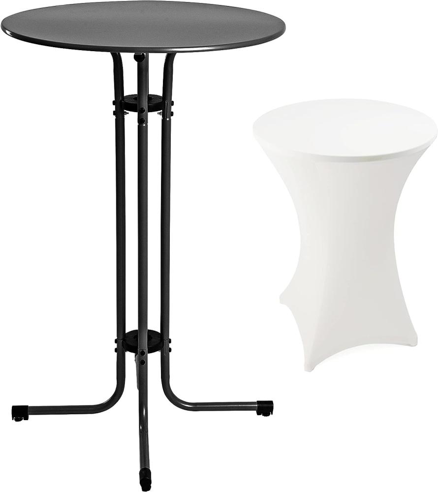 Stehtisch Bistrotisch Metall Garten Tisch Ø 70 cm Bartisch Schwarz inkl. Husse Bild 1