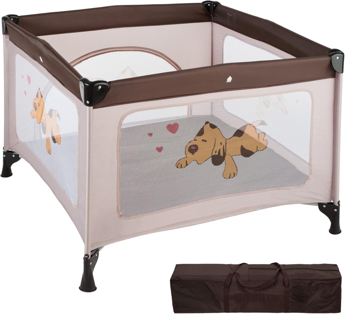 TecTake Kinder Reisebett Laufstall mit Babyeinlage - diverse Farben - (Braun Coffee | Nr. 402207) Bild 1