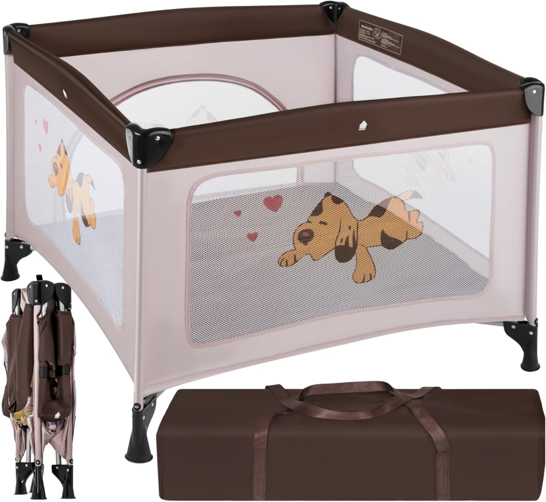 TecTake Kinder Reisebett Laufstall mit Babyeinlage - diverse Farben - (Braun Coffee | Nr. 402207) Bild 1