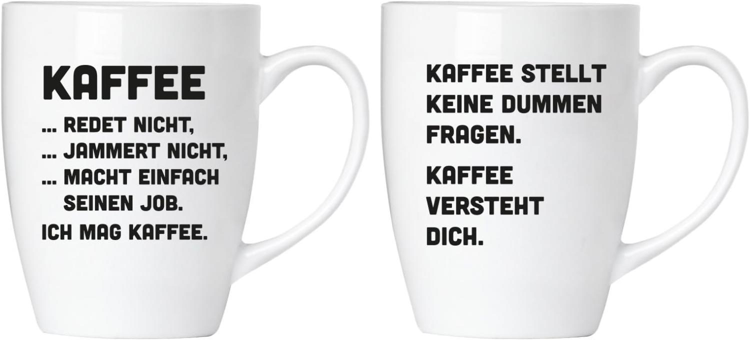 Kaffee jammert nicht! Tassen Set aus Keramik - Grußkarte und Geschenkpackung Bild 1