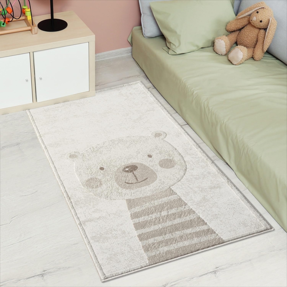 Carpet City Kinderteppich MARA710, rechteckig, Höhe: 11 mm, Kinderzimmer Teppich Tiere Beige Spielzimmer Bild 1