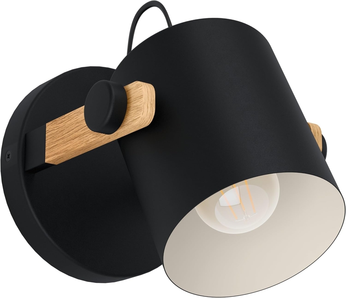 Eglo Wandleuchte Hornwood schwarz natur Ø 17 cm E27 Bild 1