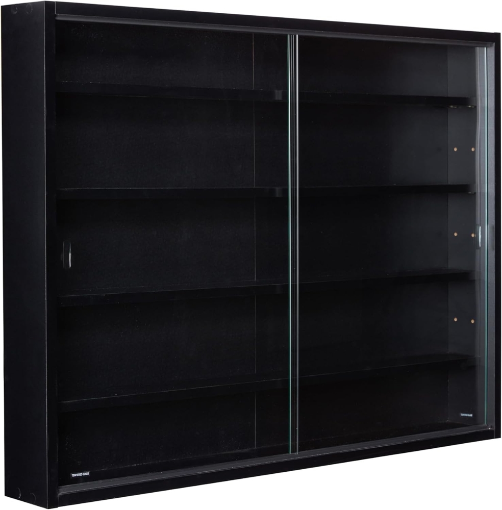Inter Link - Sammlervitrine - Hängevitrine - Wandregal - Glasvitrine - Wandvitrine - Hängeregal - Schaukasten - MDF - Schwarz (80 x 60 x 9. 5 cm) Blacklava Bild 1