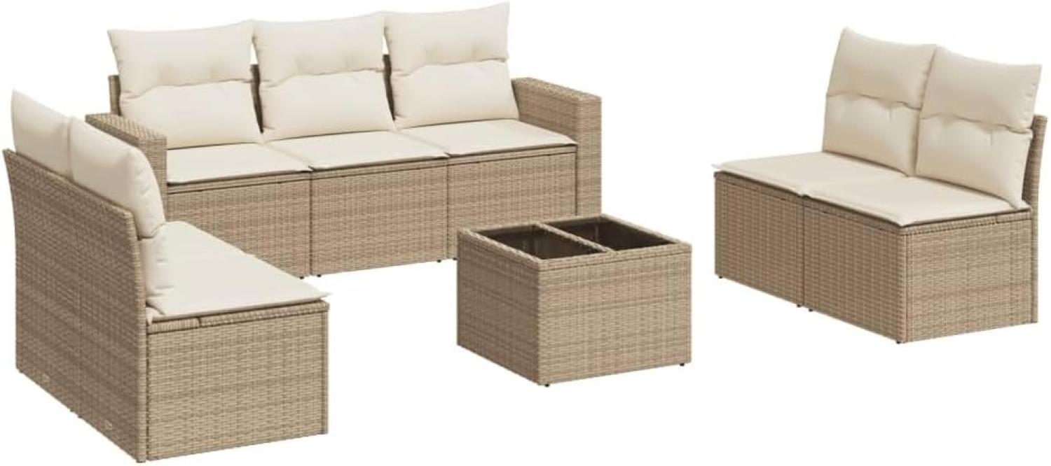 vidaXL 8-tlg. Garten-Sofagarnitur mit Kissen Beige Poly Rattan 3251175 Bild 1