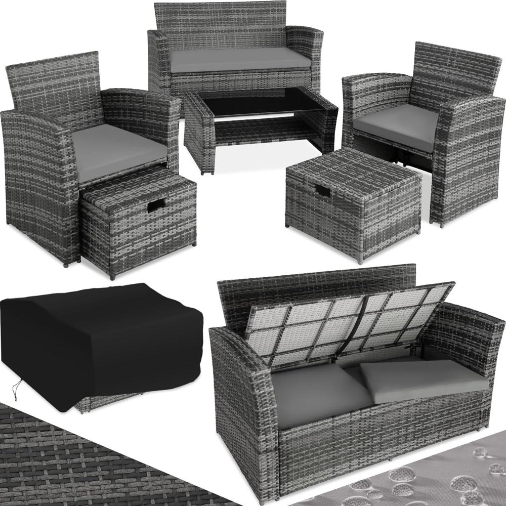 tectake Sitzgruppe Rattan Sitzgruppe, (Set, 6-tlg), für 4 bis 6 Personen Bild 1