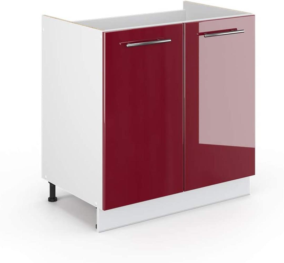 Vicco Küchenschrank Hängeschrank Unterschrank Küchenzeile Hochglanz Fame-Line (Bordeaux Hochglanz, Spülenunterschrank 80 cm) Bild 1