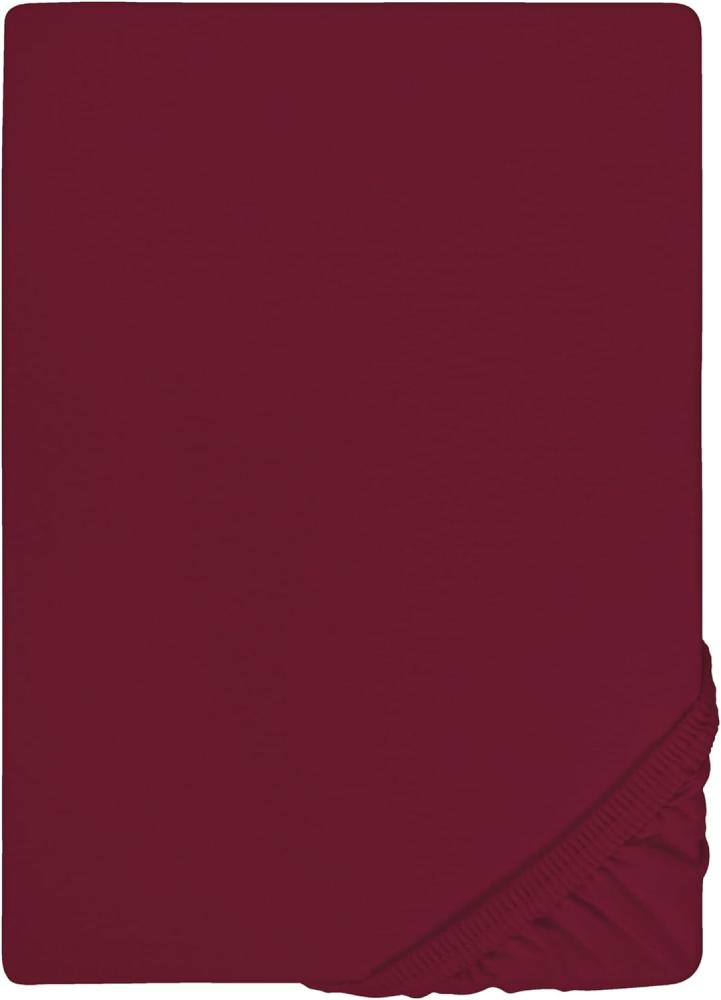 Biberna Feinjersey Spannbettlaken Spannbetttuch 180x200 cm - 200x200 cm Burgund Bild 1