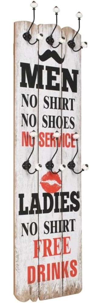 vidaXL Wandgarderobe mit 6 Haken 120 x 40 cm "MEN LADIES" 245852 Bild 1