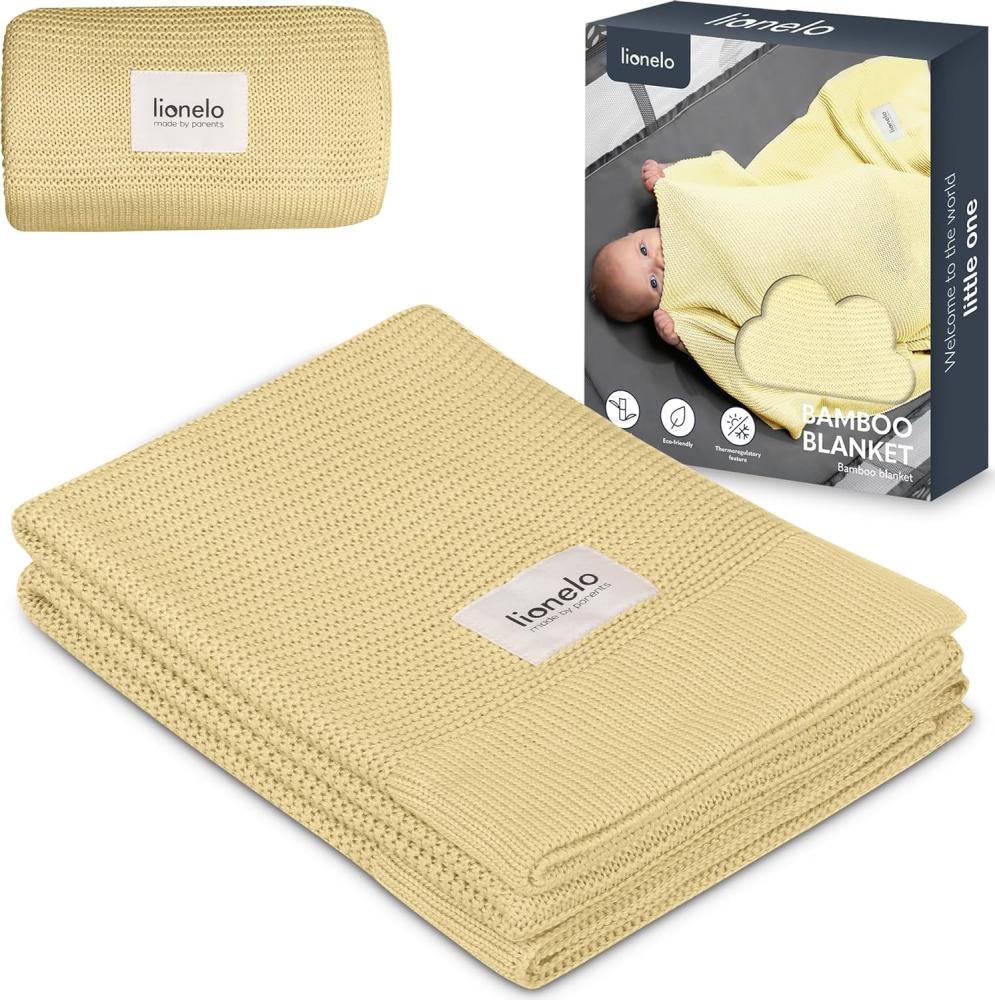 Lionelo Bamboo Blanket, Babydecke, Kuscheldecke Baby, leichte Bambusdecke, Wickelauflage, 100% Baumwolle, nNatürlich, Weich, Antibakteriell, Hypoallergisch, vom 1. Lebenstag an, 100x75 cm Bild 1