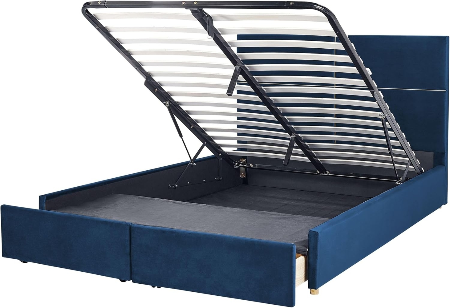 Bett mit Stauraum VERNOYES 180 x 200 cm Samtstoff Marineblau Bild 1