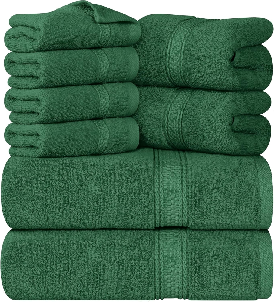 Utopia Towels 8-teiliges Premium-Handtuch-Set, 2 Badetücher, 2 Handtücher und 4 Waschlappen, 600 g/m², 100% ringgesponnene Baumwolle, Fitnessstudio, Hotel und Spa (Jägergrün) Bild 1