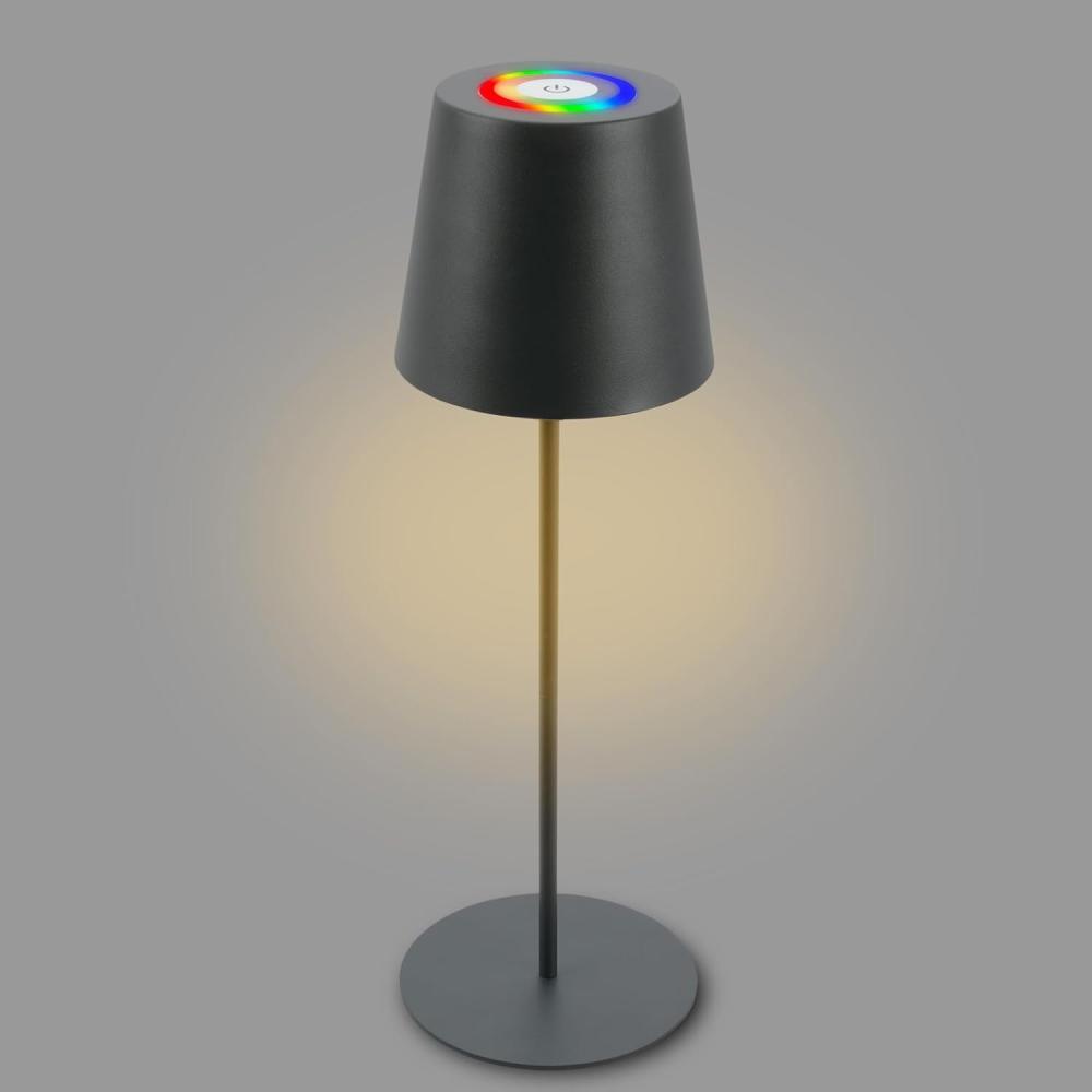 BRILONER - LED Tischlampe kabellos mit Touch, buntes RGB+W Licht, höhenverstellbar, Nachttischlampe, Leselampe, LED lampe, Campinglampe, Tischleuchte, Akku Lampe, Outdoor, 36x10,5 cm, Anthrazit Bild 1