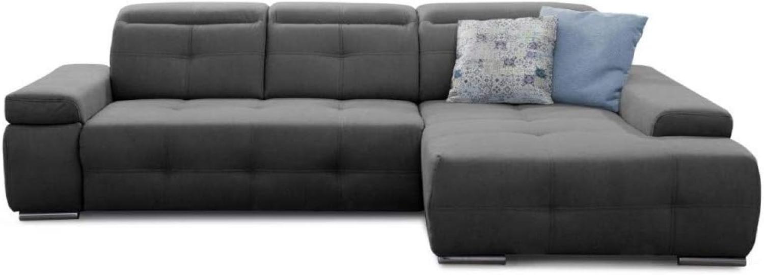 Cavadore Schlafsofa Mistrel mit XL-Longchair, Ecksofa mit leichter Fleckentfernung dank Soft Clean, geeignet für Haushalte mit Kindern, Haustieren, 273 x 77 x 173, dunkelgrau Bild 1