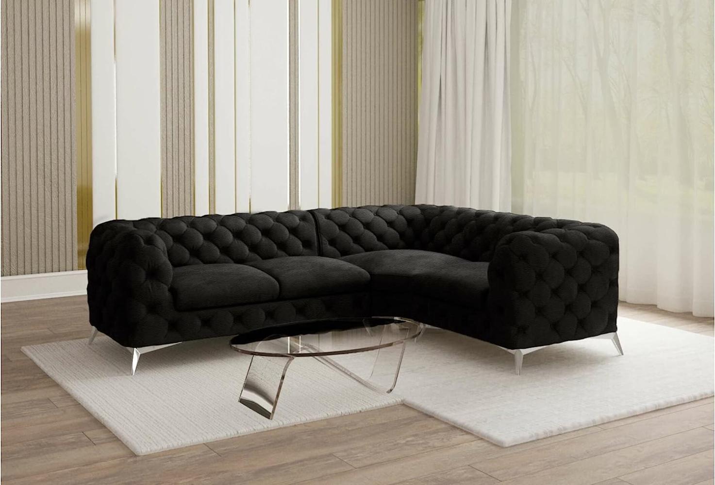 Stylefy Conrad Ecksofa Kunstleder CAYENNE Schwarz Rechts Bild 1
