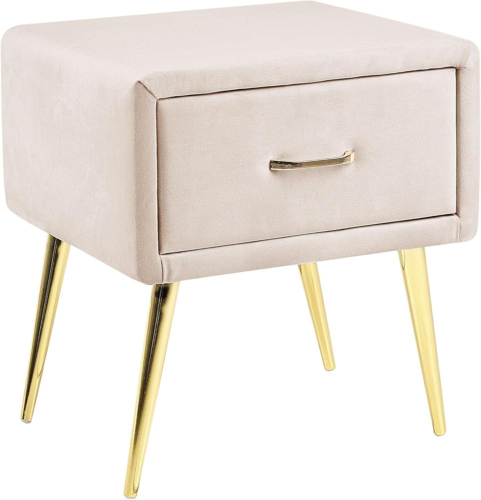 Nachttisch Samtstoff Helles Beige FLAYAT Bild 1