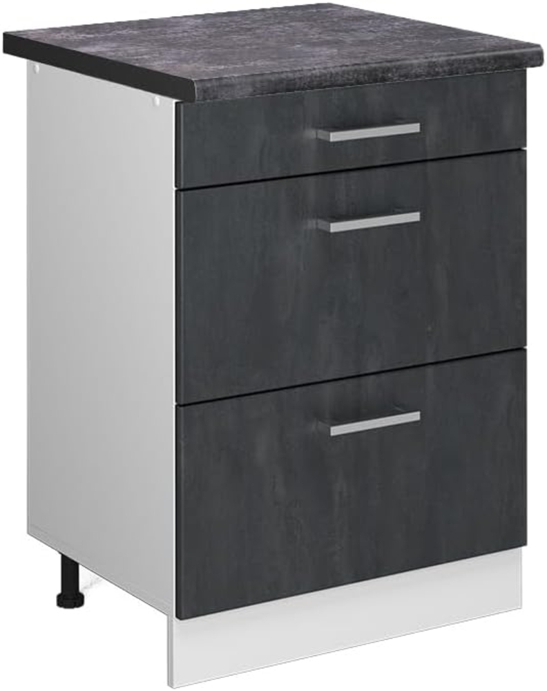 Vicco Küchenunterschrank R-Line, Schwarz Beton/Weiß, 60 cm AP Anthrazit Bild 1