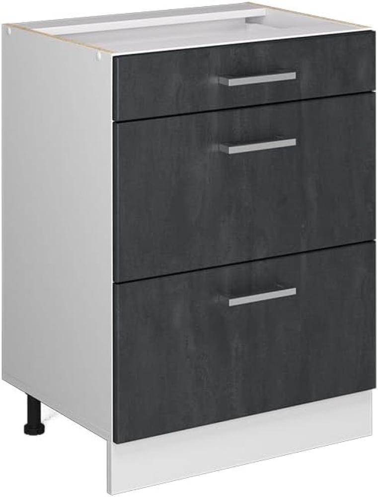 Vicco Küchenunterschrank R-Line, Schwarz Beton/Weiß, 60 cm AP Anthrazit Bild 1