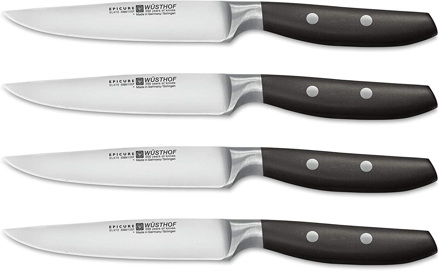 Wüsthof Steakmesser Set, Epicure Slate 1071160401, 4-teilig, 12 cm Klingenlänge, geschmiedet, rostfrei, ergonomischer Griff, scharfe Fleischmesser Bild 1