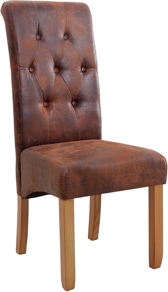 riess-ambiente Esszimmerstuhl CASA vintage braun, Esszimmer · Microfaser · Massivholz · Chesterfield-Steppung Bild 1