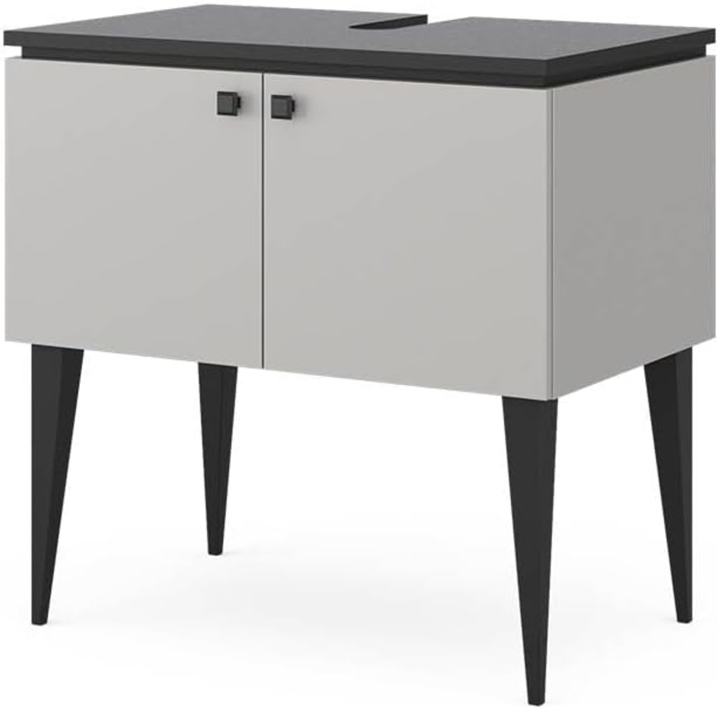 Waschbeckenunterschrank Gerta Grau 80 x 79 cm mit Türen Vicco Bild 1