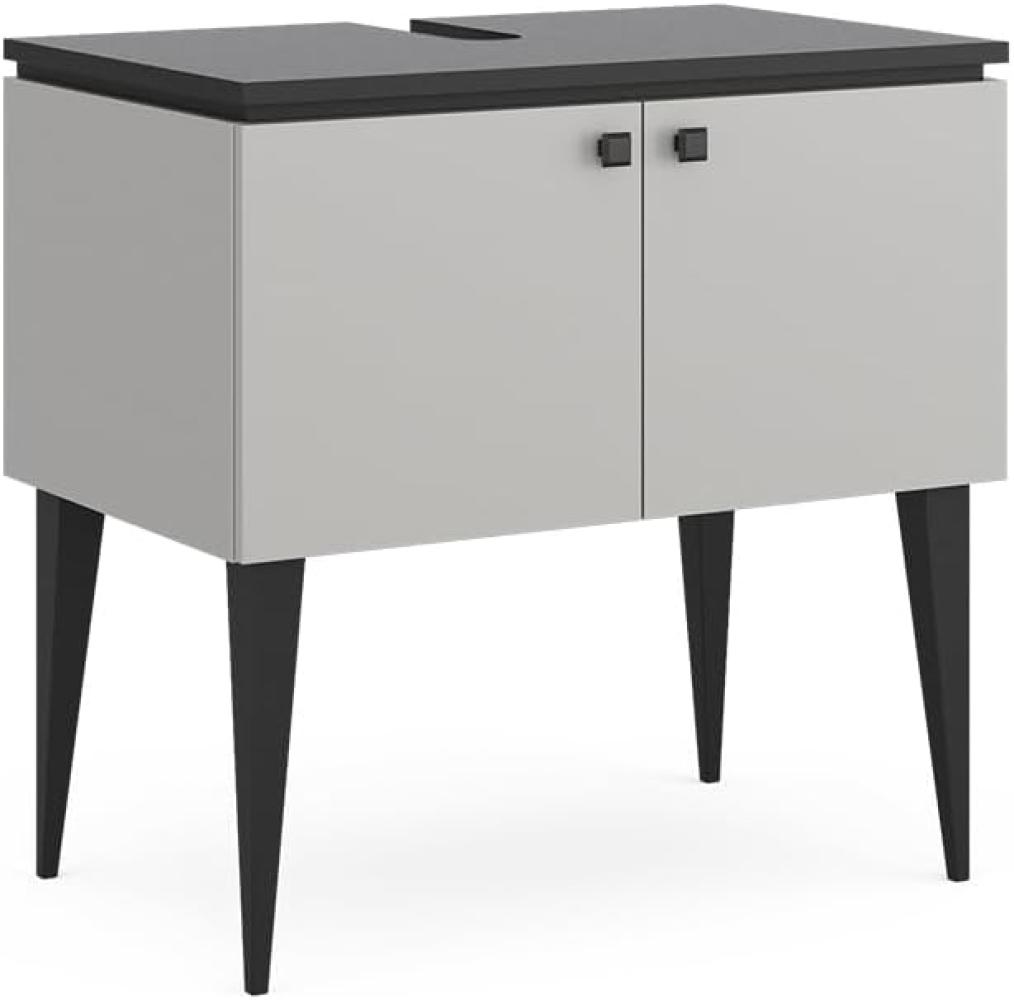 Vicco Waschtischunterschrank Gerta, 80 x 79 cm, Grau-Schwarz, Unterschrank Badezimmer Bild 1